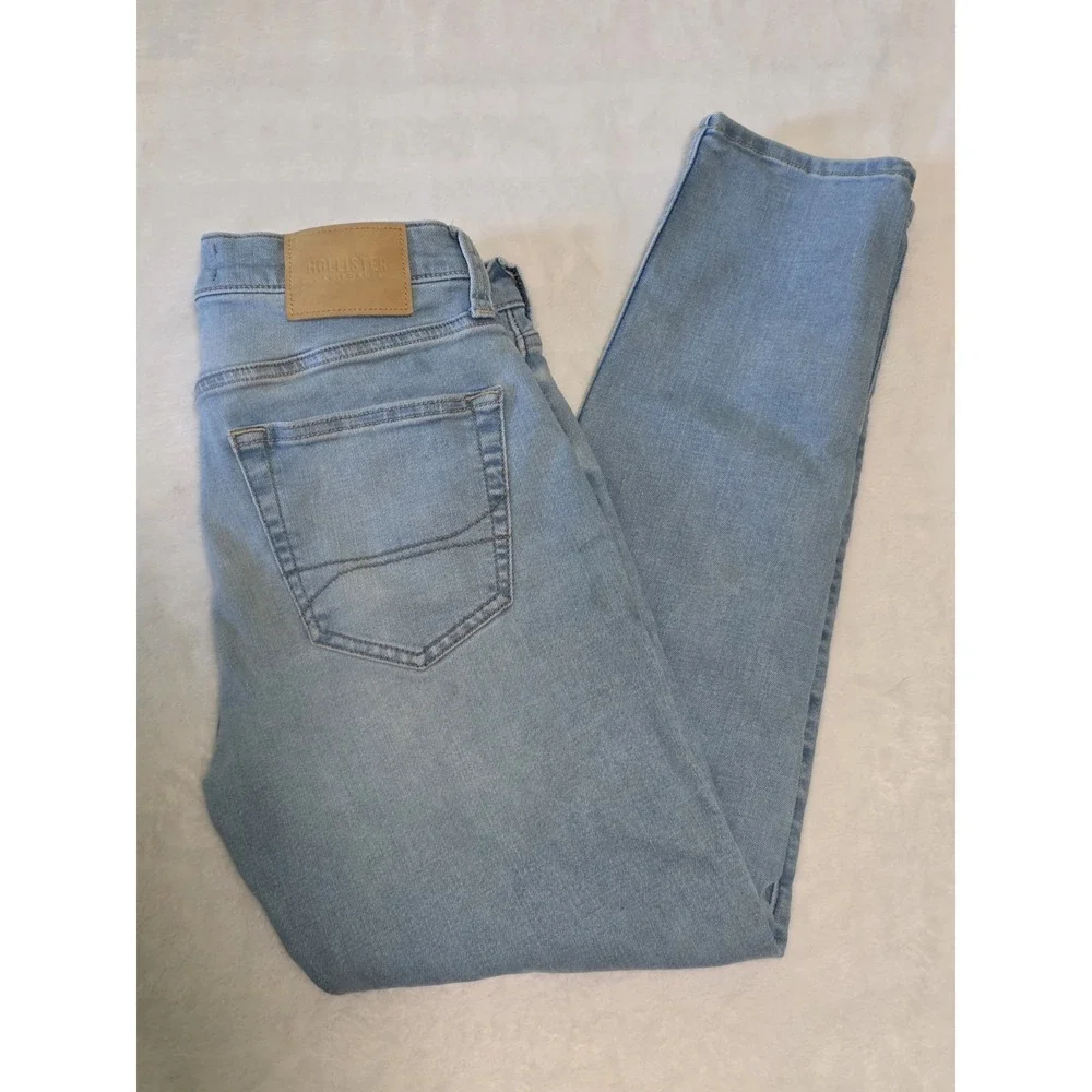 hollister mens size 30x30 light wash athletic skinny advanced stretch denim jean